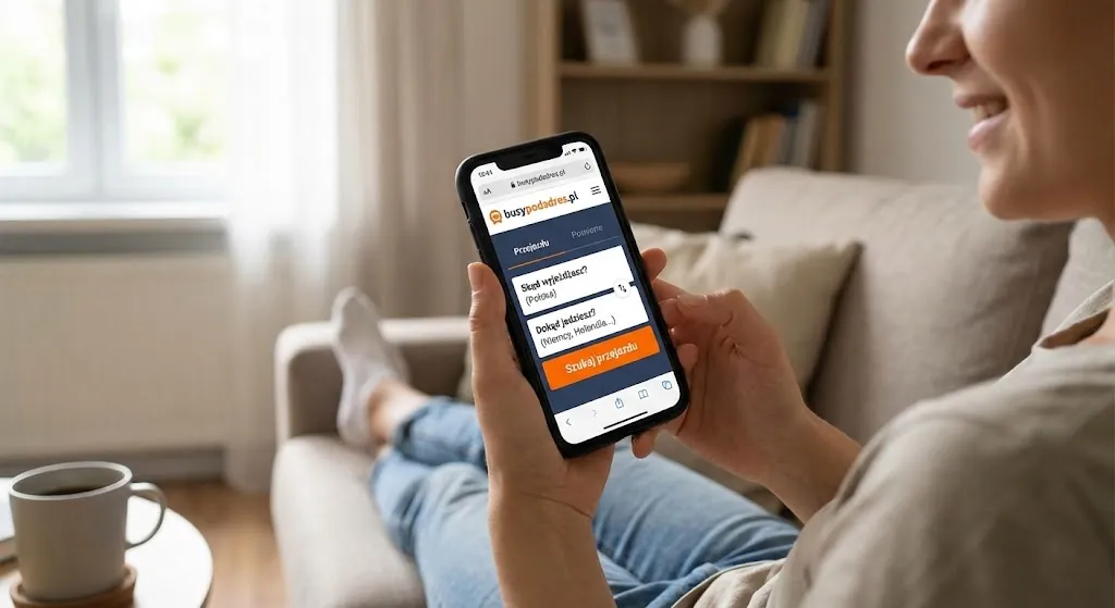 Jak znaleźć busa - pasażer korzystający z aplikacji w telefonie